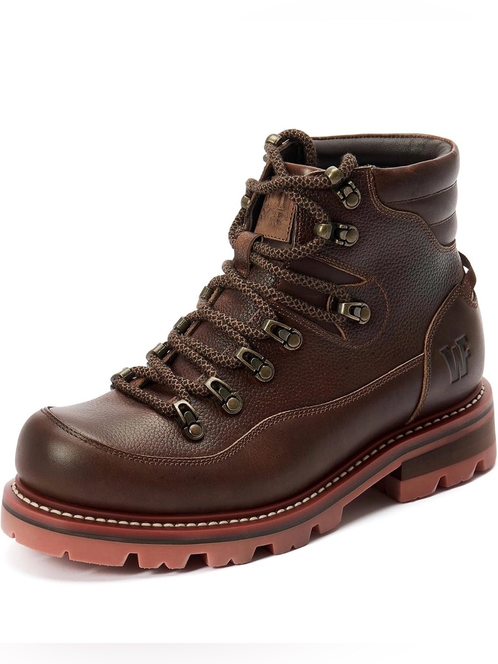 Waterford Dark Brown Leather Men's Hiking Boot with Red-Brown Lug Sole